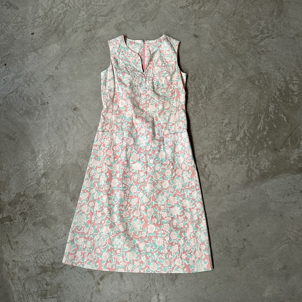 Vintage 70’s Lilly Pulitzer floral pink blue shift dress s
